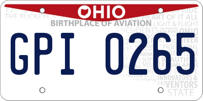 OH license plate GPI0265