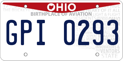OH license plate GPI0293