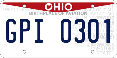 OH license plate GPI0301