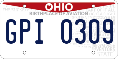 OH license plate GPI0309