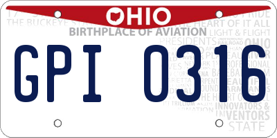 OH license plate GPI0316