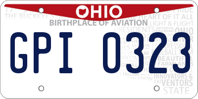 OH license plate GPI0323