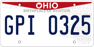 OH license plate GPI0325