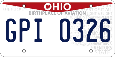 OH license plate GPI0326