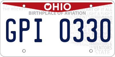 OH license plate GPI0330