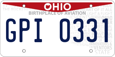 OH license plate GPI0331