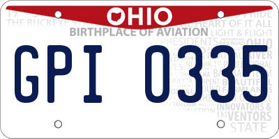 OH license plate GPI0335