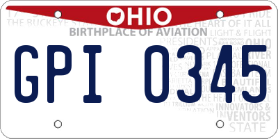 OH license plate GPI0345