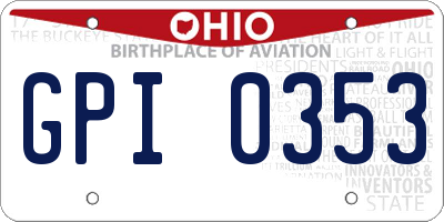 OH license plate GPI0353
