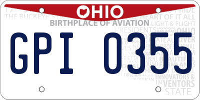 OH license plate GPI0355