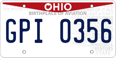 OH license plate GPI0356
