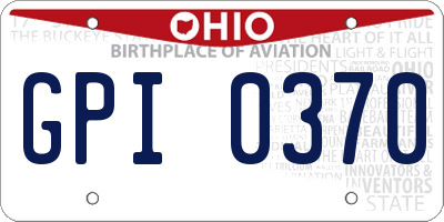OH license plate GPI0370