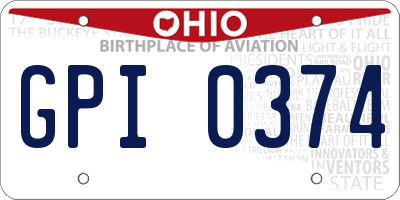 OH license plate GPI0374
