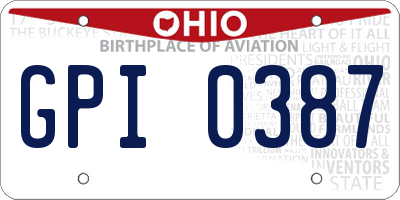OH license plate GPI0387