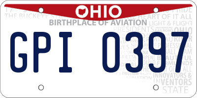 OH license plate GPI0397