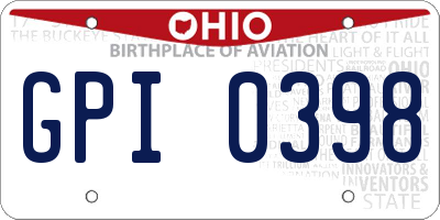 OH license plate GPI0398