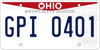 OH license plate GPI0401
