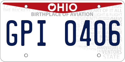 OH license plate GPI0406