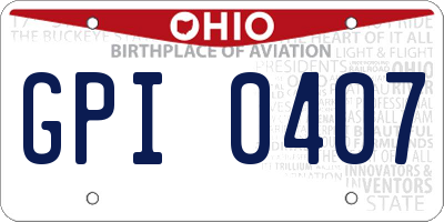 OH license plate GPI0407
