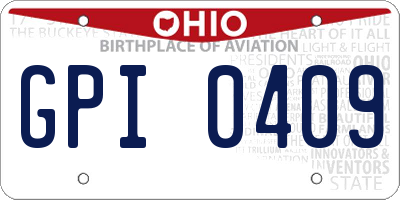 OH license plate GPI0409