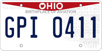 OH license plate GPI0411