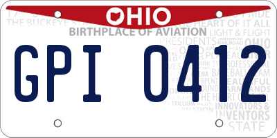 OH license plate GPI0412
