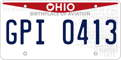OH license plate GPI0413