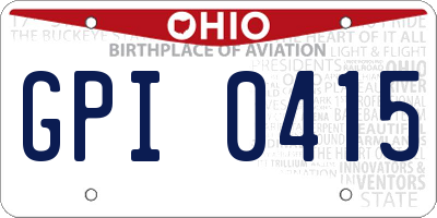OH license plate GPI0415