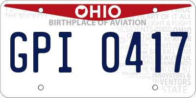 OH license plate GPI0417