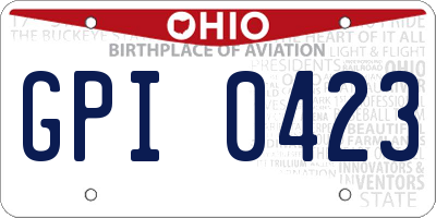 OH license plate GPI0423
