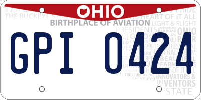 OH license plate GPI0424