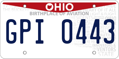 OH license plate GPI0443