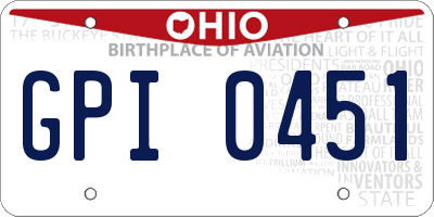 OH license plate GPI0451