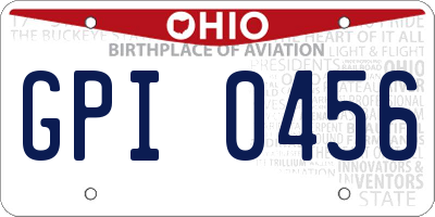 OH license plate GPI0456