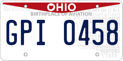 OH license plate GPI0458