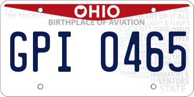 OH license plate GPI0465