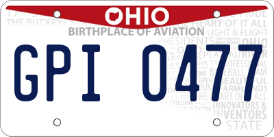 OH license plate GPI0477