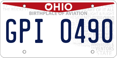OH license plate GPI0490