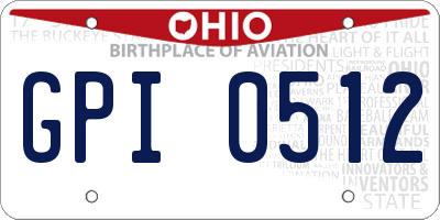 OH license plate GPI0512