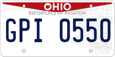 OH license plate GPI0550