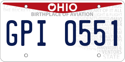 OH license plate GPI0551