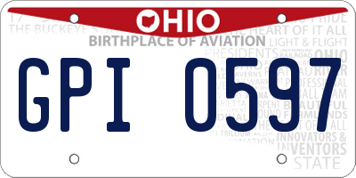 OH license plate GPI0597