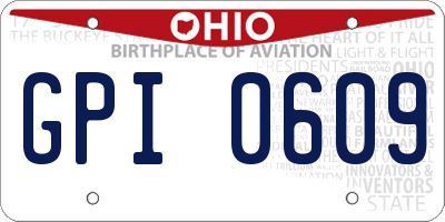 OH license plate GPI0609