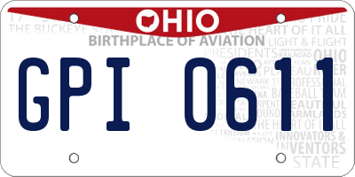 OH license plate GPI0611