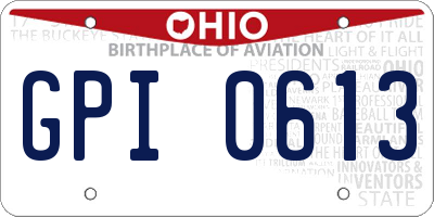 OH license plate GPI0613