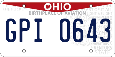 OH license plate GPI0643