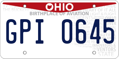 OH license plate GPI0645