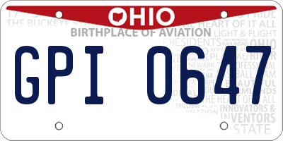 OH license plate GPI0647