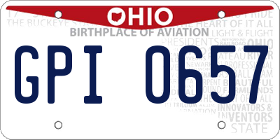 OH license plate GPI0657