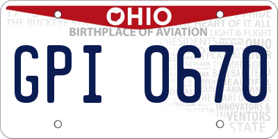 OH license plate GPI0670
